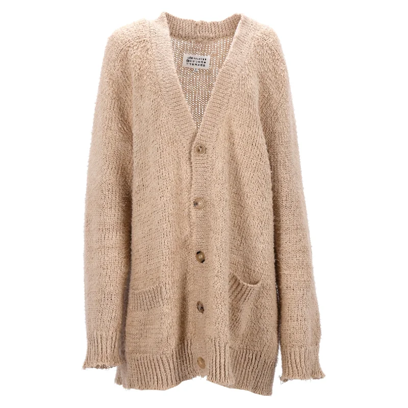 Maison Margiela V-Neck Brushed Cardigan in Beige Linen Lightweight Heavyweight Midweight Maison Margiela V-Neck Brushed Cardigan in Beige Linen Lightweight Heavyweight Midweight