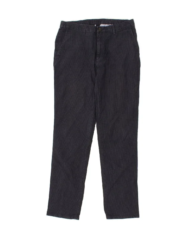 MASSIMO DUTTI Womens Chino Trousers EU 42 Large W32 L30 Navy Blue Check Trousers stylish elegant