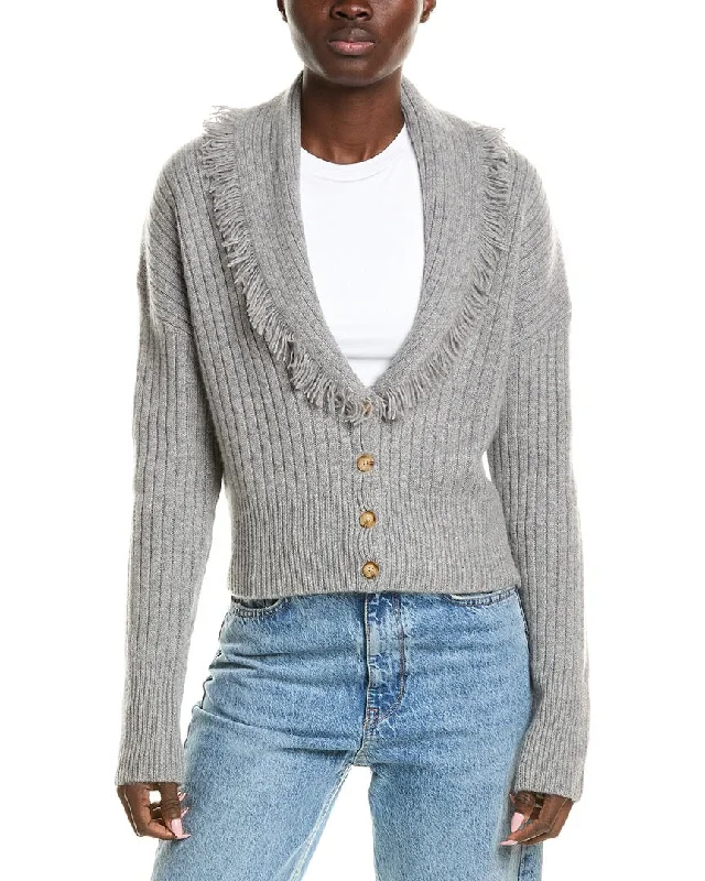 QUINN Cropped Shawl Collar Cashmere Cardigan Chenille Blend Fleece Blend Nylon Blend QUINN Cropped Shawl Collar Cashmere Cardigan Chenille Blend Fleece Blend Nylon Blend