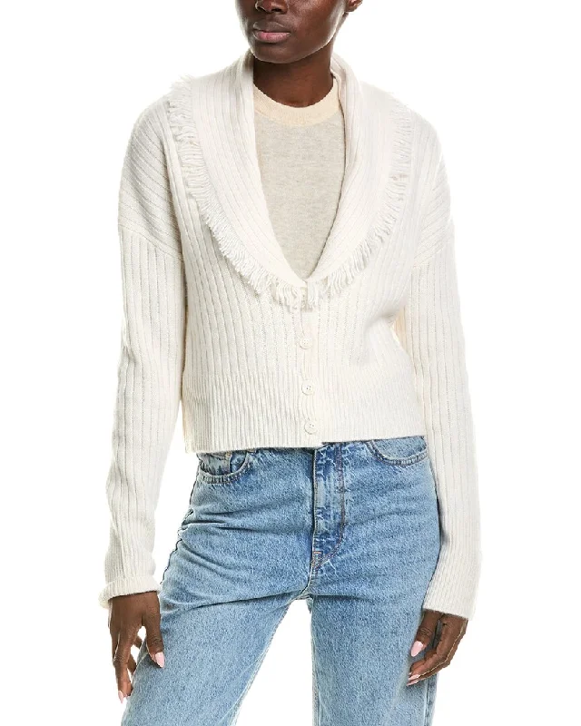 QUINN Cropped Shawl Collar Cashmere Cardigan Tailored Straight A-Line