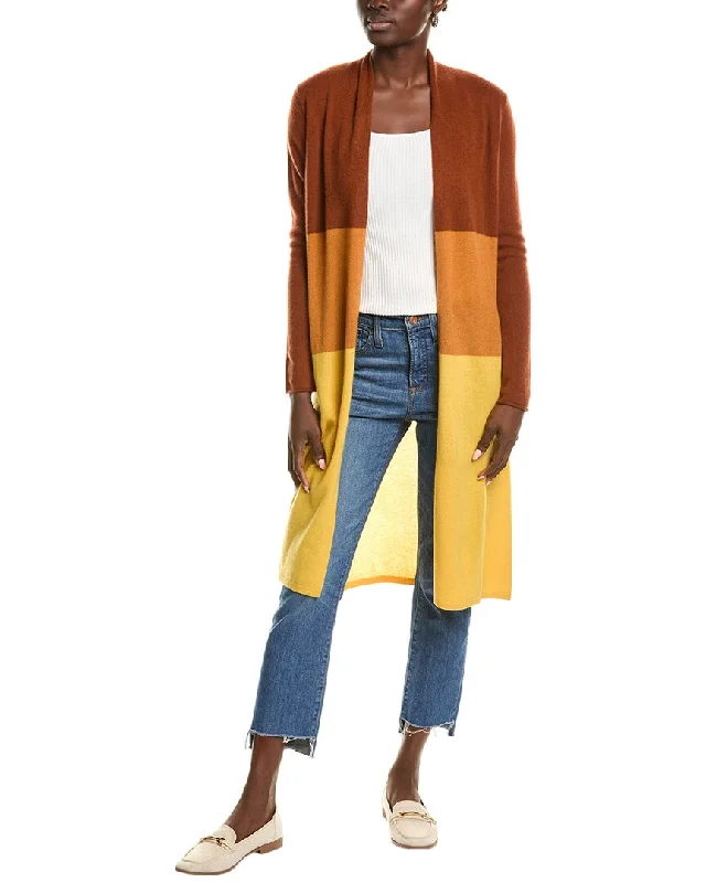 sofiacashmere Colorblocked Drape Cashmere Cardigan Thin Thick Dense