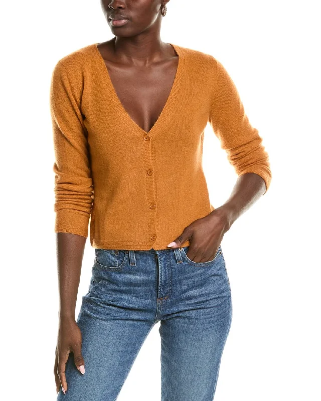 sofiacashmere Modern V-Neck Cashmere Cardigan Front Pockets Side Pockets Patch Pockets sofiacashmere Modern V-Neck Cashmere Cardigan Front Pockets Side Pockets Patch Pockets