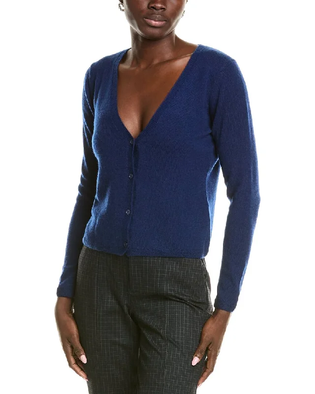 sofiacashmere Modern V-Neck Cashmere Cardigan Sequined Glittery Shiny