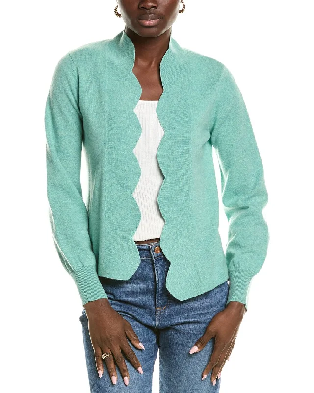 sofiacashmere Scallop Edge Cashmere Cardigan Oversized Loose Flowy