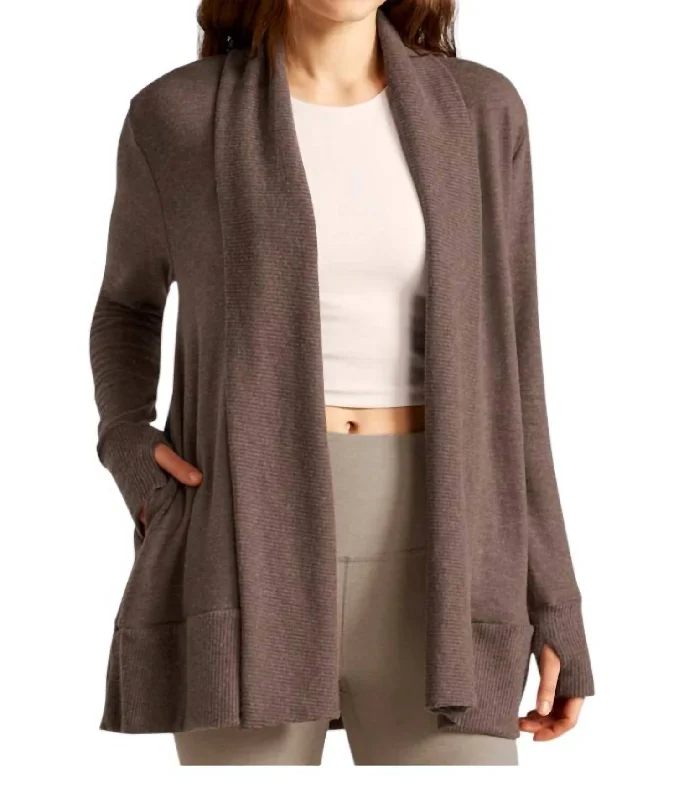 Soften Up Cardigan In Truffle Heather Oversized Loose Flowy