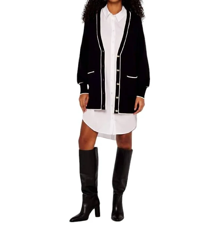 Studious Stable Cardigan In Black Elegant Classic Vintage