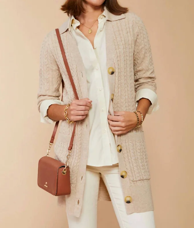 Toni Long Cardigan In Oatmeal Heather Soft Cozy Warm
