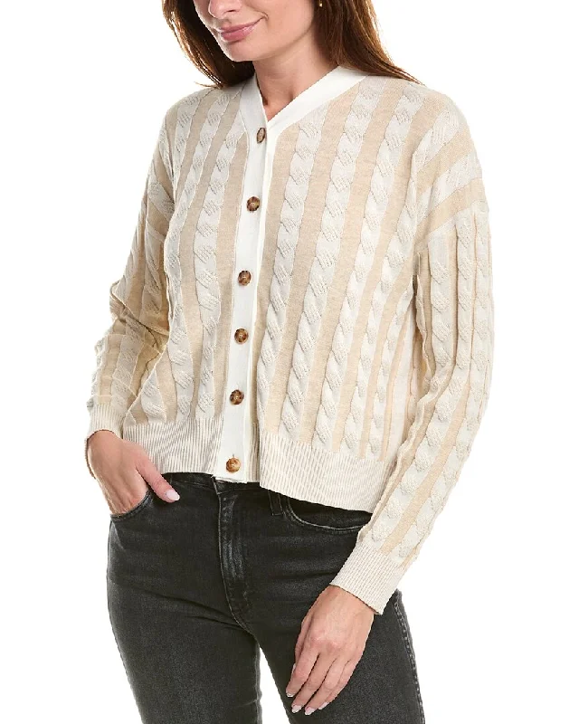 YAL New York Rope Knit Cardigan Fitted Slim Tailored
