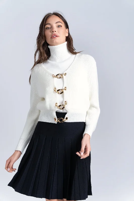 Adele Cardigan Notch Collar Peter Pan Collar Cowl Neck