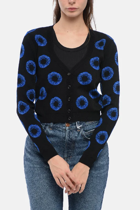 Alexander McQueen Viscose Blend EYE Crop Cardigan Nylon Fabric Polyester Fabric Spandex Fabric