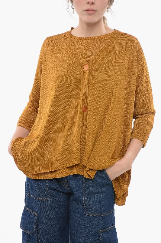 ArchivioB Oversized Fit Solid Color Cardigan with Side Slits Lace Blend Ribbed Blend Corduroy Blend ArchivioB Oversized Fit Solid Color Cardigan with Side Slits Lace Blend Ribbed Blend Corduroy Blend