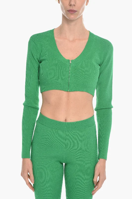Birgitte Herskind VANESSA HONG Solid Color MISS Cropped Cardigan with Zip Clos Stylish Fashionable Trendy