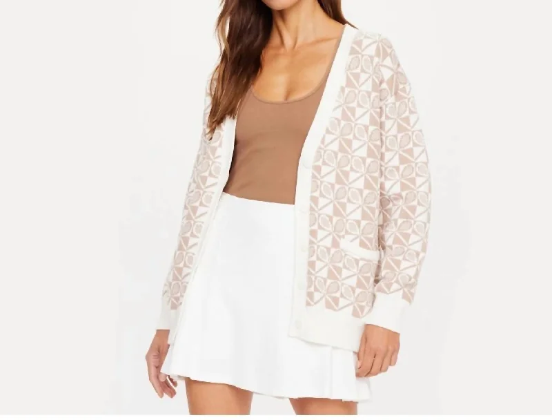 Boulevard Piper Knit Cardigan In Ivory Lightweight Heavyweight Midweight