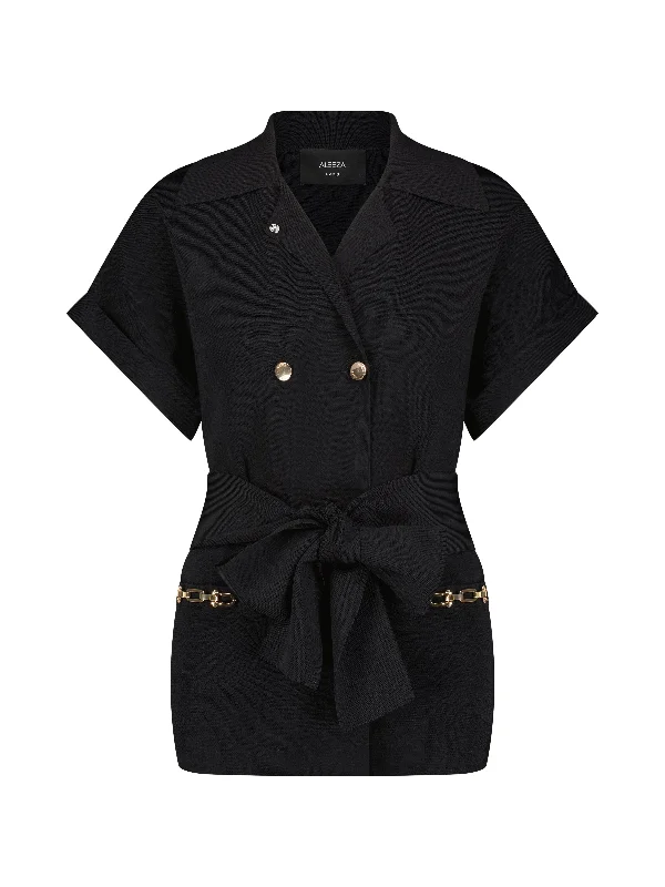 Emma Double Breasted Cardigan Hooded Caped Shawl Collar