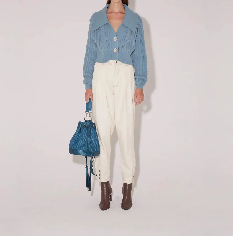 Evie Cardigan In Blue Stone Iron Safe Non-Iron Wrinkle Free