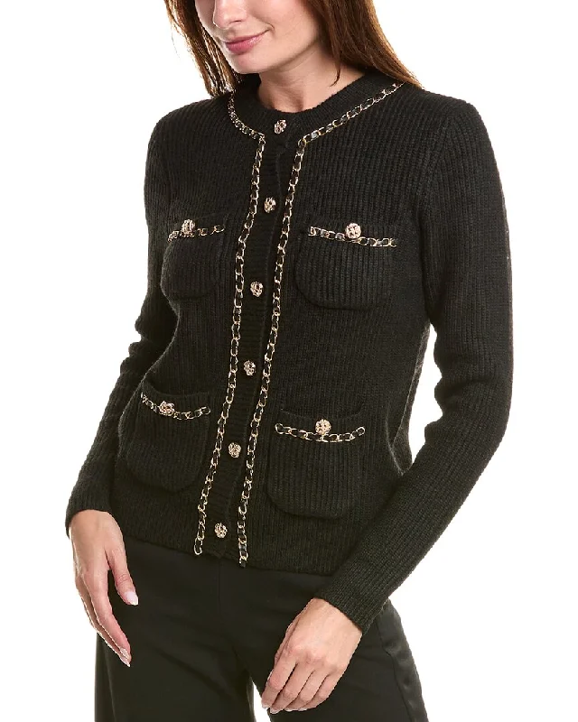 FATE Wool-Blend Cardigan Asymmetrical,ymmetric Pencil Cardigan