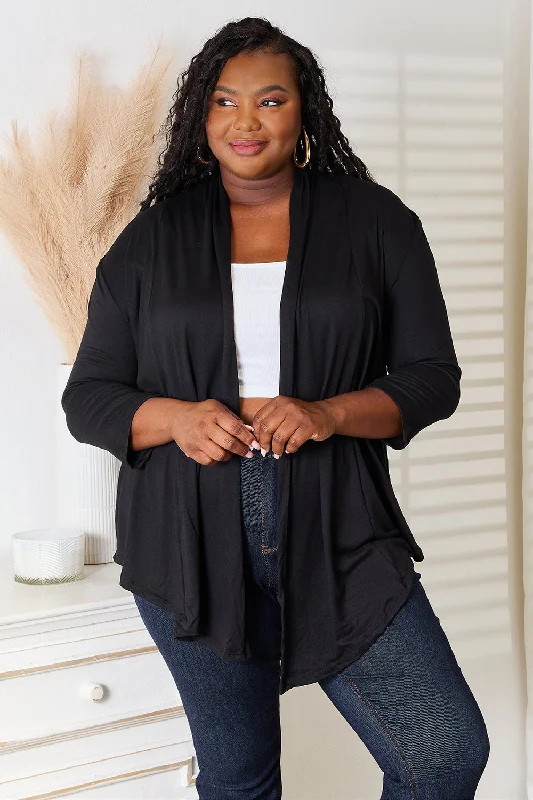Full Size Open Front Cardigan Beaded Cardigan Sequined Faux Fur