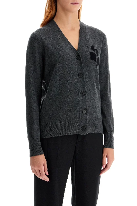 Isabel Marant Etoile Karin Cardigan With Logo Intarsia Print Jacquard Patchwork