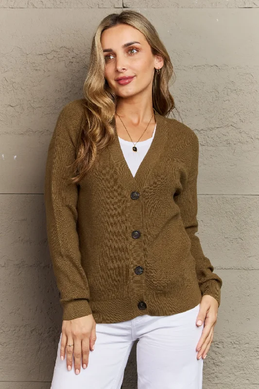 Kiss Me Tonight Full Size Button Down Cardigan in Olive Fleece Cardigan Nylon Polyester