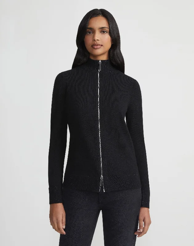 Plus-Size Wool-Cashmere Zip Front Cardigan Wool Cardigan Cotton Cardigan Cashmere Cardigan