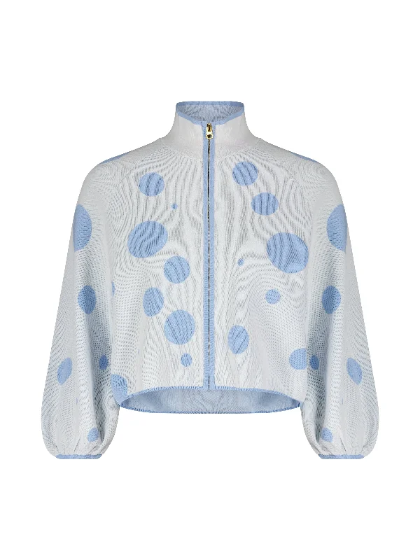 Polka Dot Cropped Knit Cardigan Rayon Fabric Velvet Fabric Corduroy Fabric