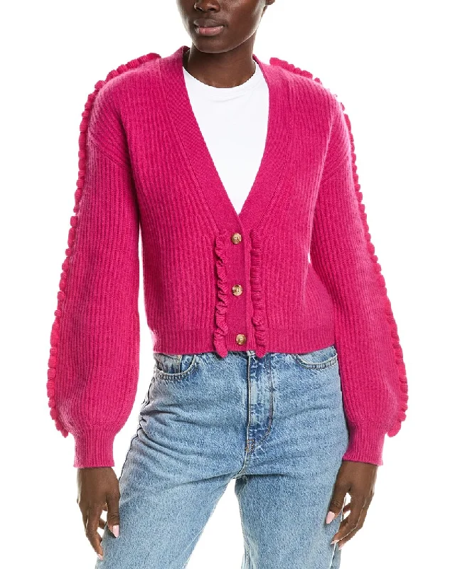 QUINN Ruffle Trim Cashmere Cardigan Cardigan Knitwear Sweater