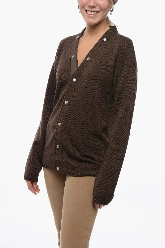 Rick Owens LUXOR Wool Cardigan with Button Detail Chenille Blend Fleece Blend Nylon Blend Rick Owens LUXOR Wool Cardigan with Button Detail Chenille Blend Fleece Blend Nylon Blend