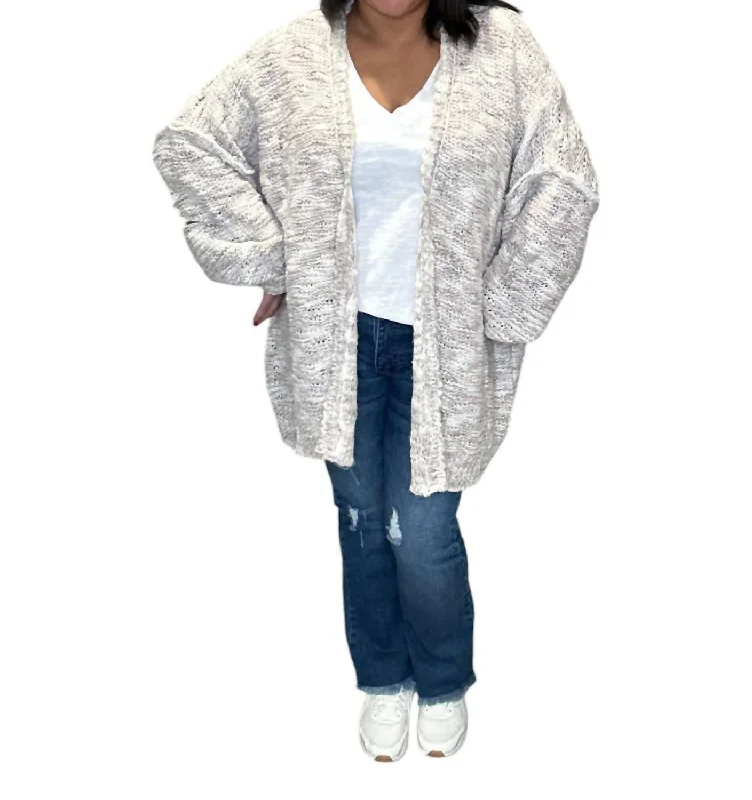 Rise Loose Knit Open Cardigan In Off White Elegant Classic Vintage