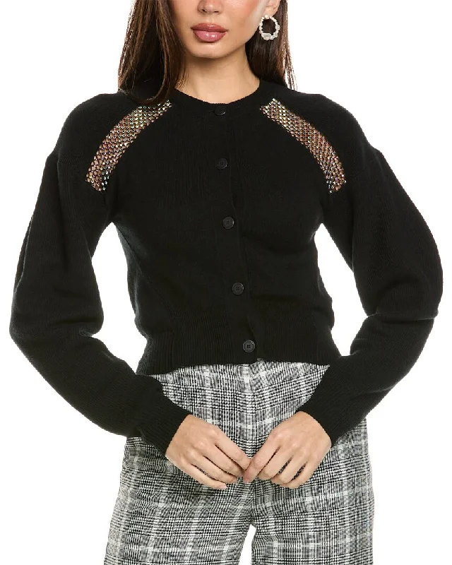 Stella McCartney Embellished Knit Wool Cardigan Chenille Brocade Lace