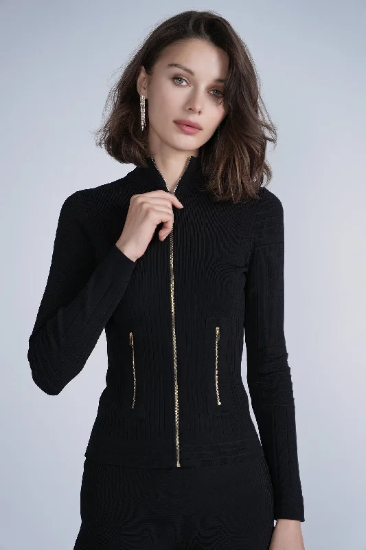 Timeless Zipper Cardigan Collared Crew Neck Turtle Neck