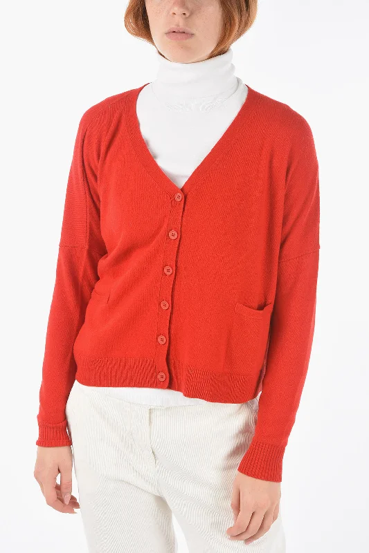 Woolrich solid color v-neck cardigan Satin Fabric Silk Fabric Chiffon Fabric