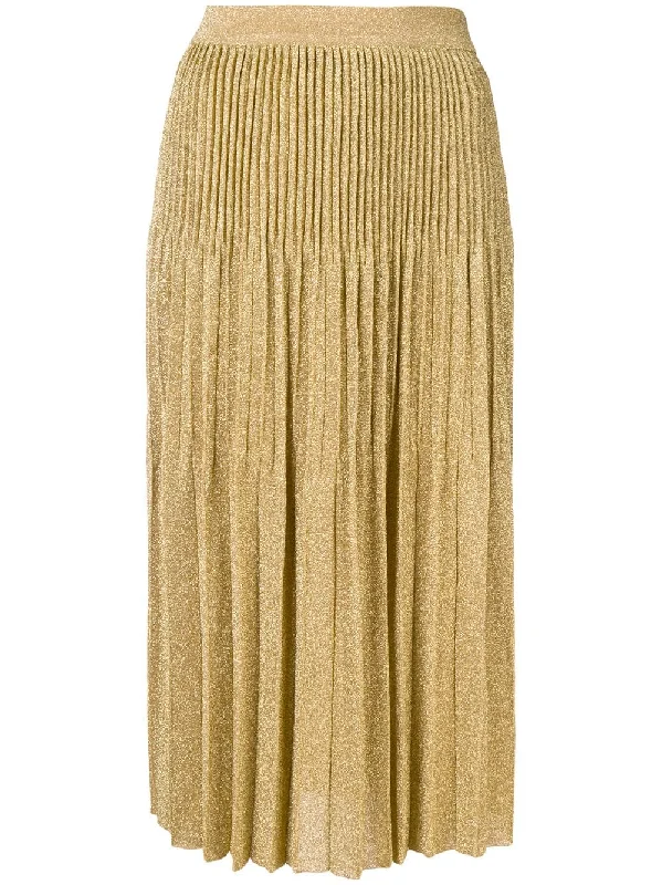 pleated lurex midi skirt denim skirt casual