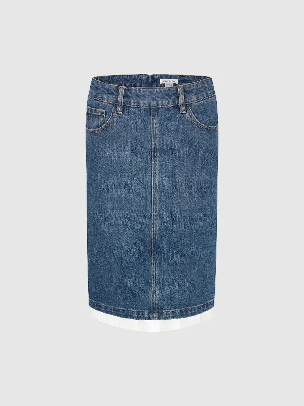 2 In 1 Mini Denim Skirt lace skirt intricate