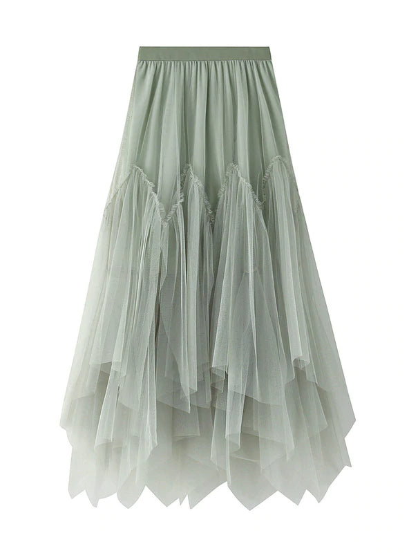 MESH IRREGULAR PLEATED SKIRT corduroy skirt cozy