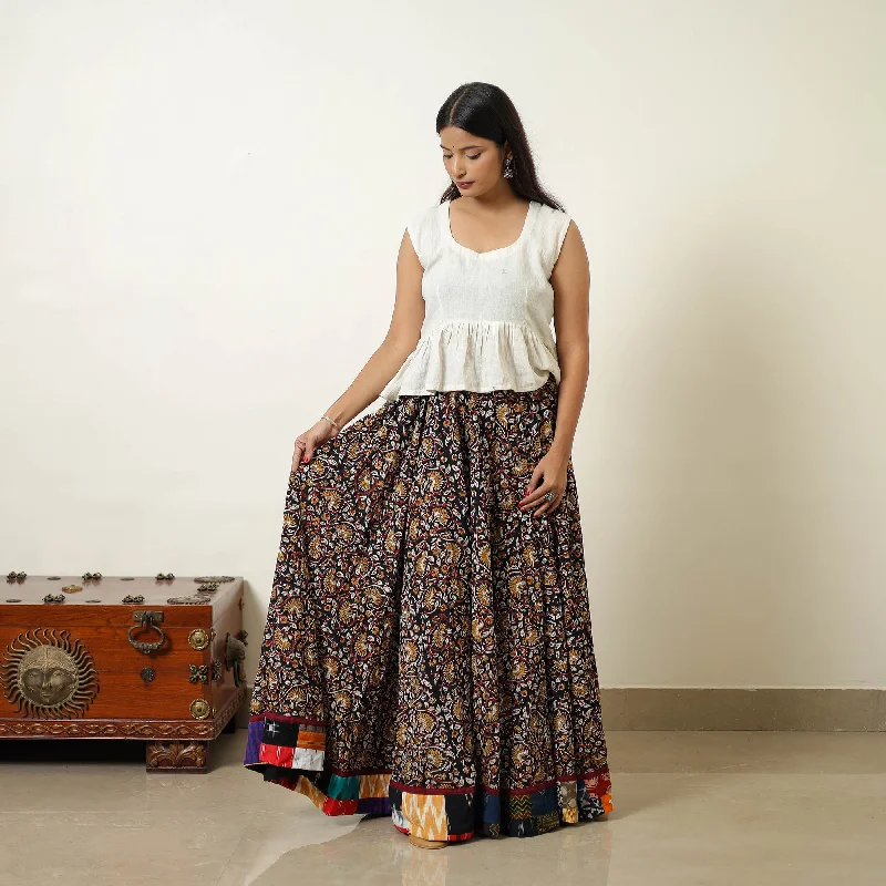 Multicolor - Hand Block Printed Cotton Long Bagru Skirt 16 cotton skirt soft