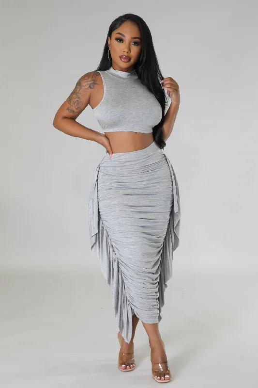 A New Me Skirt Set elastic waist skirt