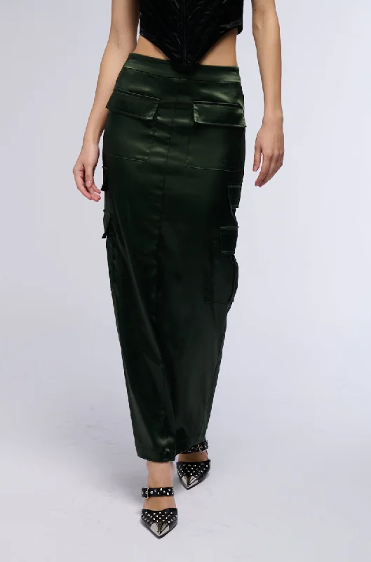 ALL IN SATIN CARGO POCKET MAXI SKIRT lace skirt feminine