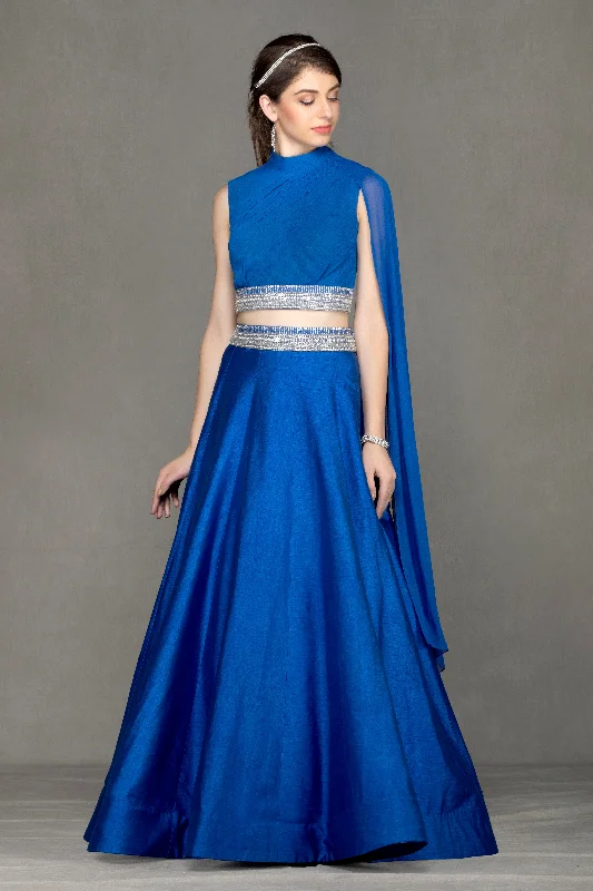 Elegant lehenga with Royal Blue top & Skirt cashmere skirt fine