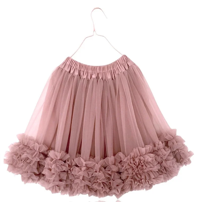 Dolly by Le Petit Tom Frilly Skirt Ballet Mauve ribbed skirt waist