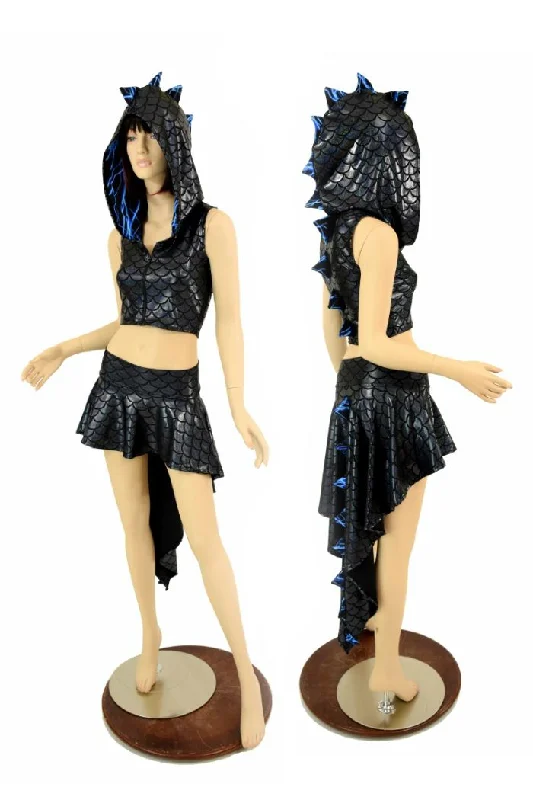 Dragon Tail Skirt & Crop Hoodie Set lace skirt romantic