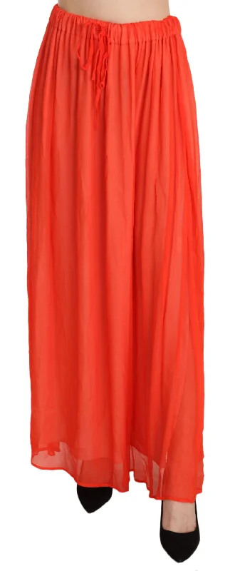 Jucca Elegant Orange Pleated Maxi Skirt casual skirt length