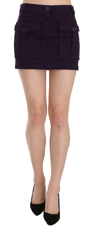 GF Ferre Elegant Purple High-Waist A-Line Mini Skirt cashmere skirt fine