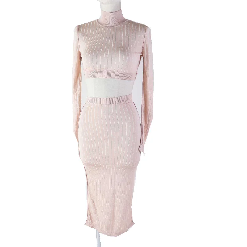 Fendi Rayon Set Light Pink Skirt Women denim skirt classic