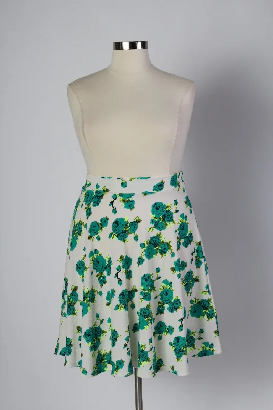 Floral Print A Line Skirt lace skirt elegant