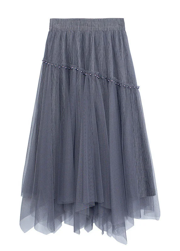 French Grey Nail bead Patchwork asymmetrical design Fall Skirt patchwork skirt art