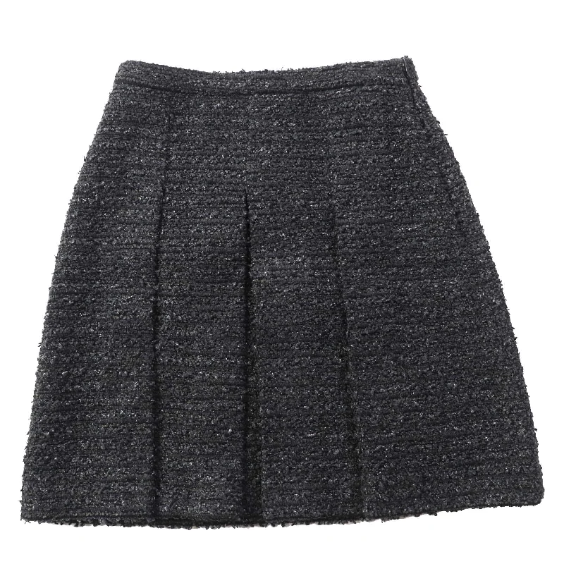 GUCCI Tweed Skirt Dark Gray Black 38 Women velvet skirt rich