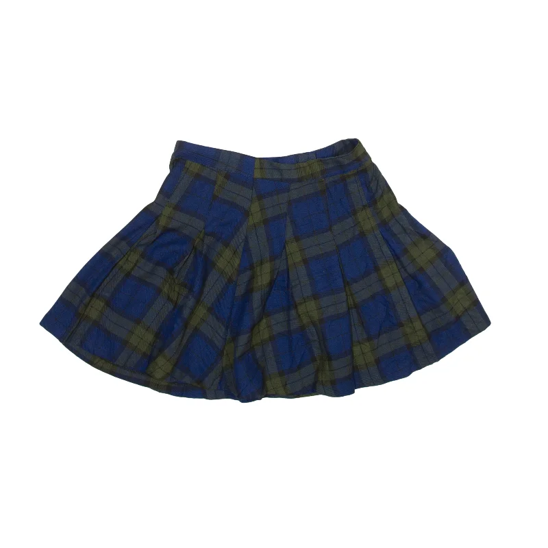 H&M Short Pleated Skirt Blue Check Womens S leather skirt bold