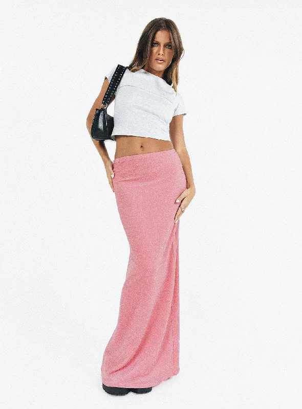 Harriette Maxi Skirt Pink Lurex chiffon skirt lightweight