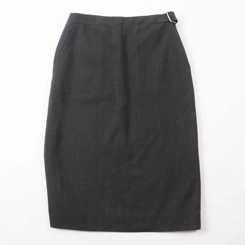 HERMES Wool Silk Tight Skirt Dark Gray 36 ribbed skirt waist