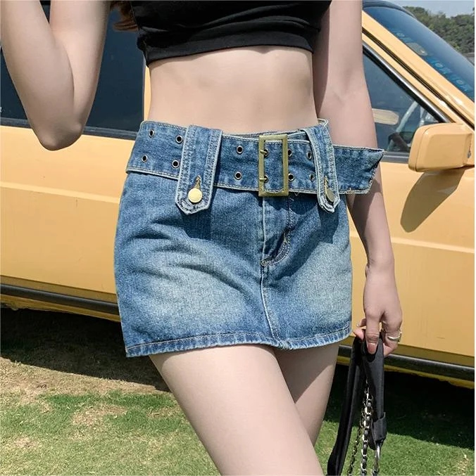 high waist denim skirt yv31451 spandex blend skirt